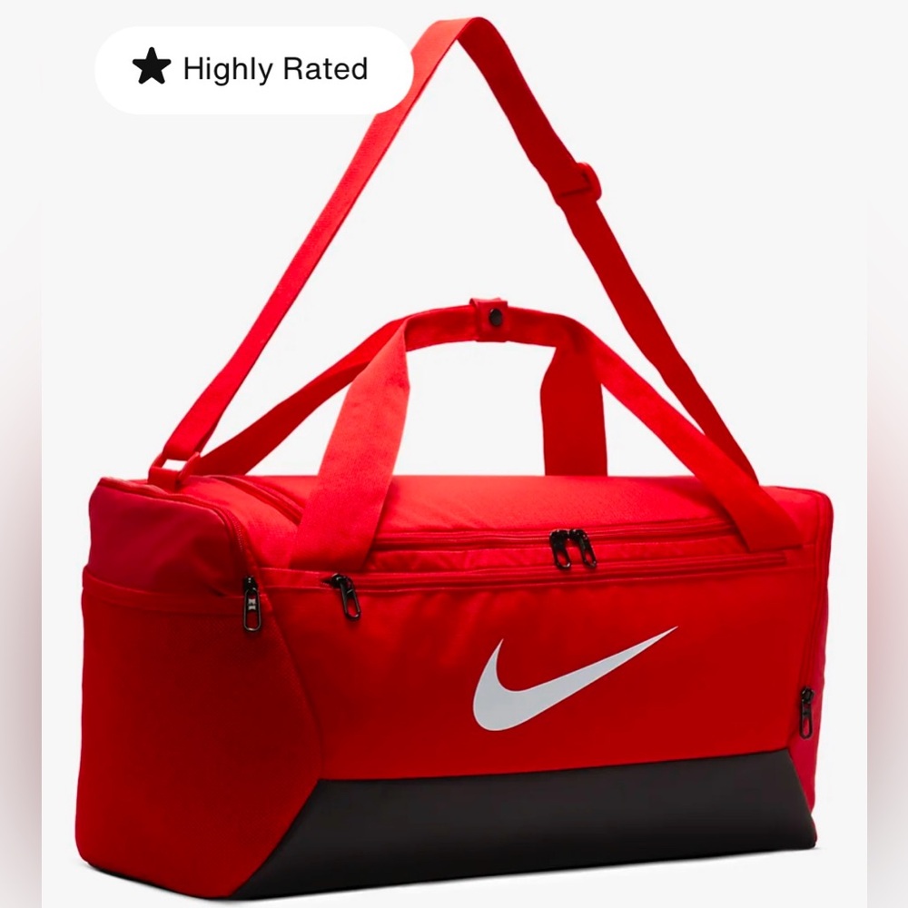 NWT Nike Brasilia Small Training Duffle Bag - Red & Black w/White Check Unisex